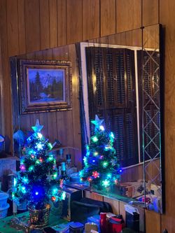 Mid Century Wall Mirror Diamond Etched