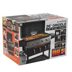 NEW Blackstone Outdoor Combo Griddle, 4-Burner 36" Propane Flat Top Grill with Air Fryer and Hood!