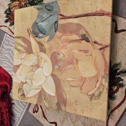 Flowers On Framed Canvas 12x12new CONDITION  25 Obo