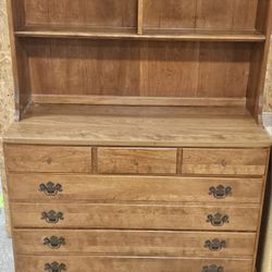 Ethan Allen solid wood dresser chest bookcase curio storage shelves cabinet bedr
