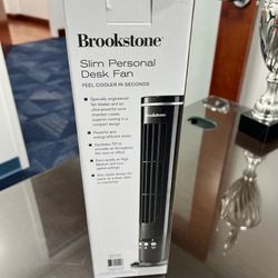 Brookstone Slim Personal Desk Fan – Quiet, Powerful, Space-Saving