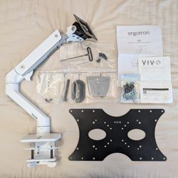 Ergotron HX Heavy Duty Ultrawide Monitor Arm (White) w/ HD Pivot / TV VESA Mount Adapter