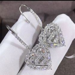 White Gold Plated Heart Earrings