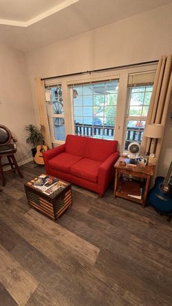 Red Fabric Loveseat Sofa