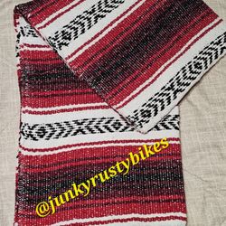 New Red White Falsa Mexican Blanket 