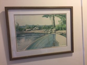 Water color painting coastal scene