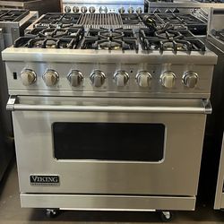 Viking 36”Wide Dual Fuel Range Stove Stainless Steel 