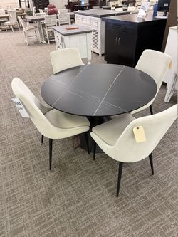 Modus Winston Stone Top Round Dining Table - Black