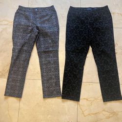 Charter Club Cambridge Slim Set Of 2 Women’s 14 Stretch  Trousers Denim & Velvet