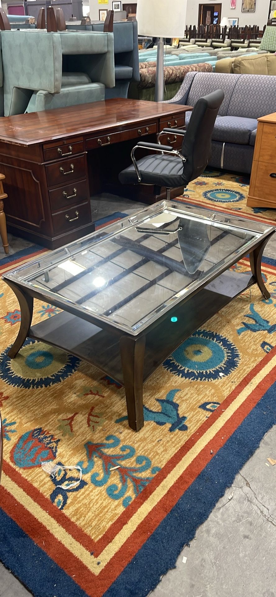 Beveled Mirror Top Coffee Table
