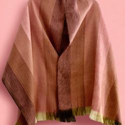 Soft And Cozy Alpaca Long Scarf/Shawl/Wrap. Color Pink, Beige And Brown. New Handmade Imported 