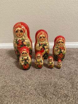 7-piece Set Hand-painted Firebird Matryoshka Doll Made In USSR Vintage