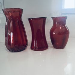 Red Glass Vases   Read Description 