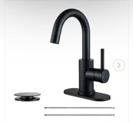 Single Handle Utility Faucet With Swing Spout Deck Plate Included in Matte Black