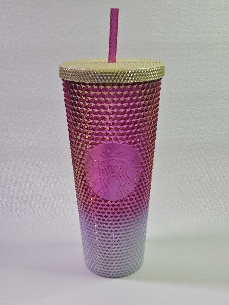 Pink, Gold And White Stasis Starbucks Ombre Texture Cup