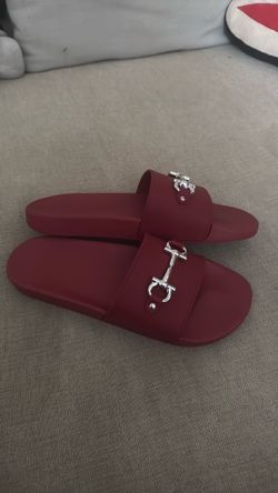 Salvatore Ferragamo - metal emblem slides - men’s sz 12