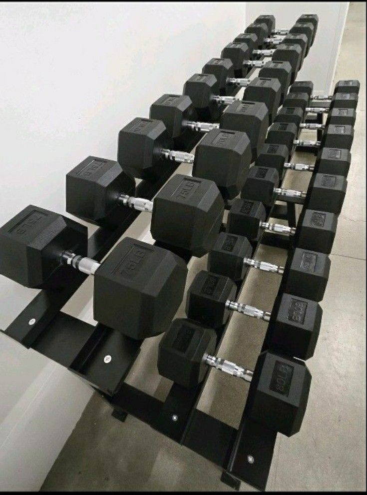 NEW Rubber Hex Dumbbells 5lb - 100lb Dumbbell Pairs Olympic Weights Home Gym Workout Equipment Fitness Weight Set