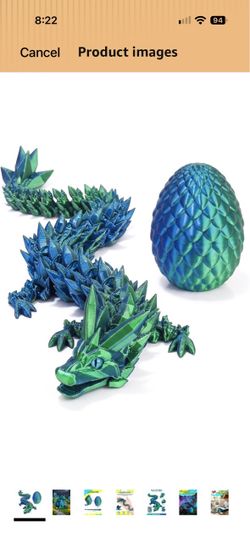 3D Printed Dragon Egg with Articulated Crystal Design Surprise Toy for Kids, Fidget Dragon Inside, Cool Party Favors, For Boys Girls Teen Ages 5-7 4-6