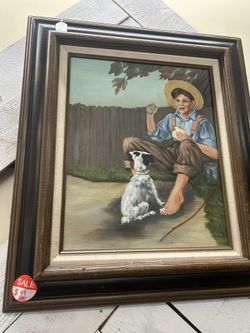 **JUST REDUCED** Original Oil Canvas Painting in Vintage Frame