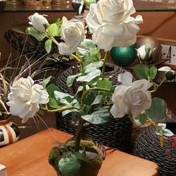 Rose Bush In Mossy Vase 