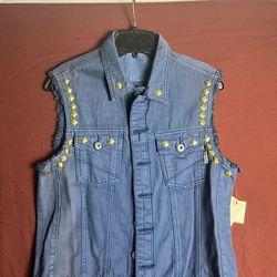 Custom-made gold diamond Royal Blue Ring Of Fire Women’s Vest 
