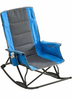 Folding Rocking Camping Chair，Portable Outdoor Supports 300 Lbs,(Blue) R-8