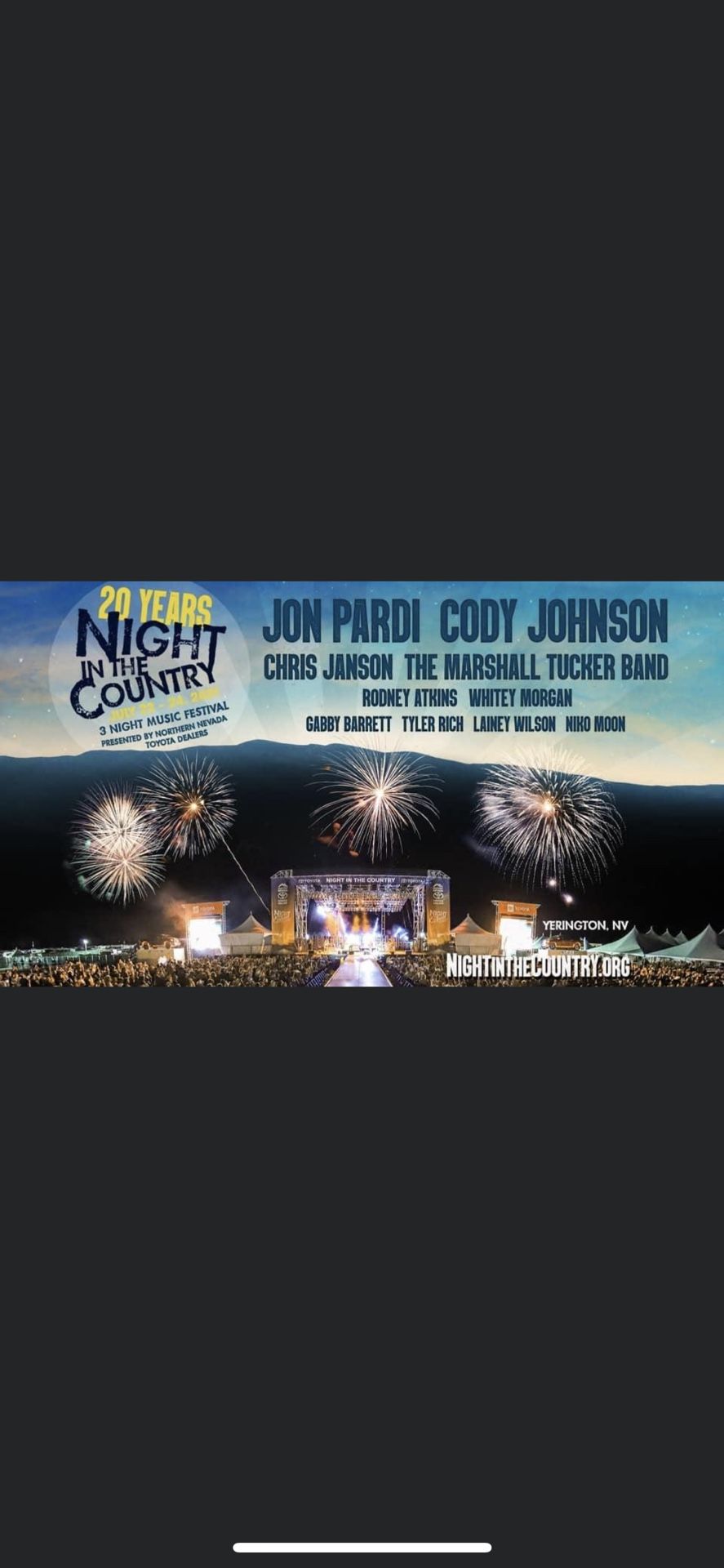 6 3 Day General Admission Night In The Country Tickets 