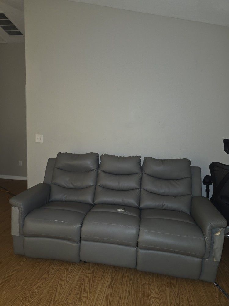 Used 3-seater Recliner Feux Leather Sofa
