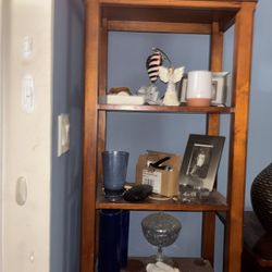 Shelf Stand Solid Wood W Drawer 