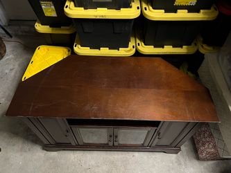 Dark Wood TV Stand with Cabinet Doors