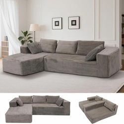 108” Modular Sectional Sofa Couch, Oversized L-Shape Cloud Couch with Chaise, Deep Seat Sofa for Living Room or Bedroom, Modern Upholstered Sectional 