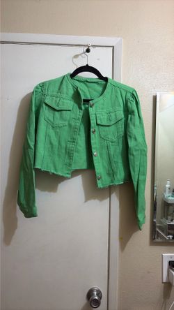 Green crop jacket