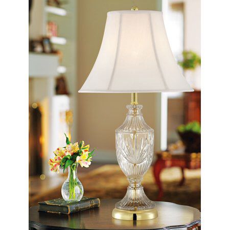 Crystal Lamps (3 table lamps—like new) White Cream Bell Shades