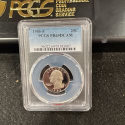 1986 S Gem Proof Washington Quarter Graded At PR69 With A Deep Cameo B-11