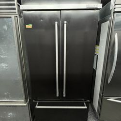 Black Stainless Built In 36” Kitchen Aid French Door Refrigerator 