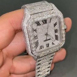 41mm Bust Down Moissanite Cartier De Santos 