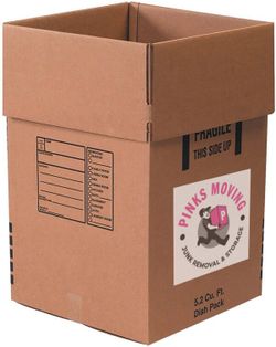 PINKS MOVING Dish Pack Moving Box 5.1 Cubic Feet with Cells