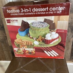 JC Penny Home Collection Festive 3 IN 1 Dessert Christmas S’more Fondue Dip Vtg