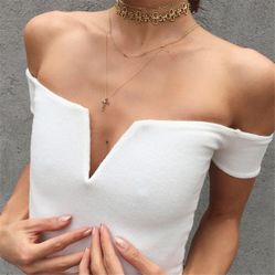 Off Shoulder Shirt With V Separation