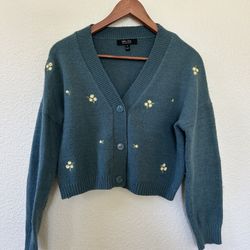 Green Cropped Cardigan