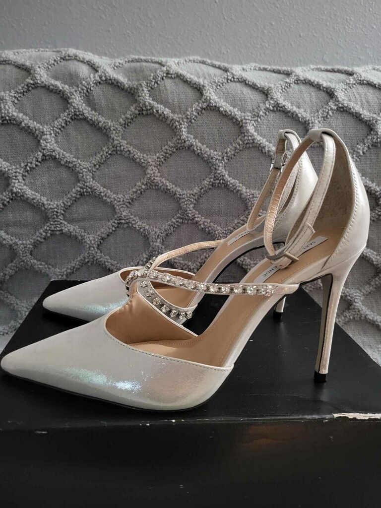 Saks Fifth Avenue silver high heels