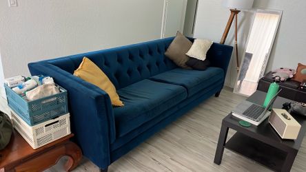 Mid century Blue Velvet Couch