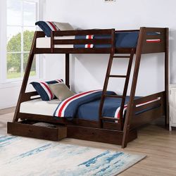 Twin Full Expresso Bunkbed With Ortho Mattress Included