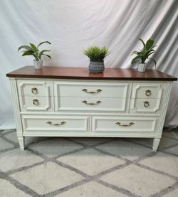 $350 – Refinished Bassett Solid Wood Dresser | Stained Espresso Top | Restored Original Hardware