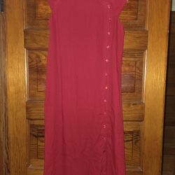 Authentic Vintage Joseph Magnin 60s/70s Red Dress Size 3 High Neck Side Buttons