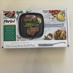 🔥 Brand NEW 9” Cast Iron Grill Pan – Still in Box! 🔥