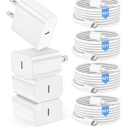 iPhone 15 16 Charger,iPad Charger 4Pack 6FT USB C to C Charging Cable Cord with 4Pack 20W iPhone Fast Charger Block for iPhone 16/16 Pro/15/15 Pro,iPa