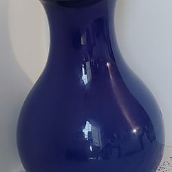 Studio Art Pottery Cobalt Blue Vase Redware Signed Hand Thrown 8.5" VTG
