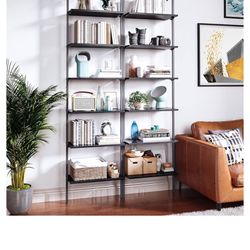 Pair Of Matching Black Ladder Bookshelves 