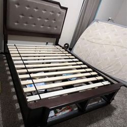 Upholstered Storage Bed Frame and Headboard, mattress NOT included